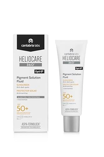 Heliocare 360? Pigment Solution Fluid, SPF50 Sun Cream with Anti-Pigmentation Protection, Protects Against UVA, UVB, Visible Light and Infrared A-Rays, Water and Sweat Resistant, Vegan (50ml)