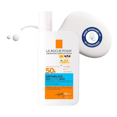 La Roche-Posay Anthelios UVMune 400 Dermo-Pediatrics Ultra Light Invisible Fluid SPF50+ 50ml Kids sun screen for Children's Sensitive & Atopy-Prone Skin