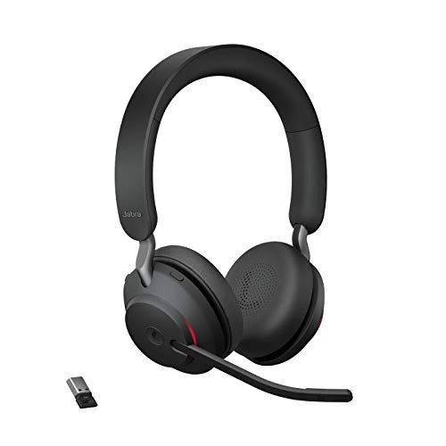 Jabra Evolve2 65 Wireless PC Headset  Noise Cancelling Microsoft Teams Certified Stereo Headphones With Long-Lasting Battery  USB-A Bluetooth Adapter  Black