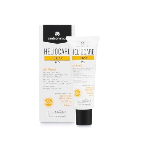 Heliocare 360 AK Fluid, Sunscreen, SPF100 Full Spectrum Protection, Made for Sensitive Skin including Actinic Keratosis, 50ml
