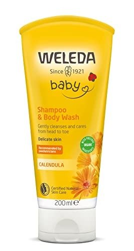 Weleda Baby Shampoo & Body Wash w. Calendula, Sensitive Kids Shampoo & Baby Bath Wash, Baby Face Wash & baby Shower Cream in One, by Weleda Baby Skincare - 200ml