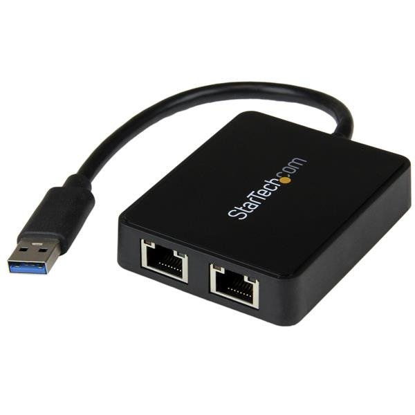 STARTECH.COM USB 3.0 to Dual Port Gigabit Ethernet Adapter NIC w/ USB Port