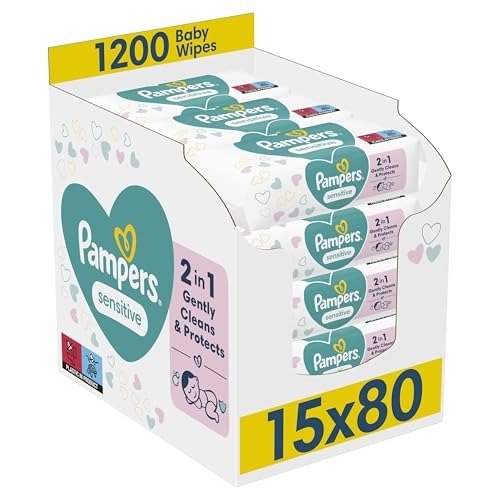 Pampers Sensitive Baby Wipes  1200 Baby Wet Wipes, Unscented, For a Soft And Gentle Clean