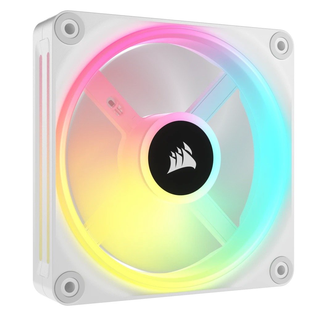 Corsair iCUE LINK QX120 12cm PWM RGB Case Fans (3 Pack), 34 RGB LEDs, Magnetic Dome Bearing, 2400 RPM, iCUE LINK Hub Included, White