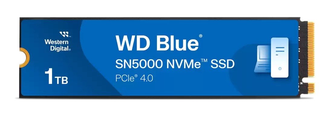 WD 1TB Blue SN5000 M.2 NVMe Gen4 SSD, M.2 2280, PCIe4, 3D NAND TLC, R/W 5150/4900 MB/s, 730K/770K IOPS