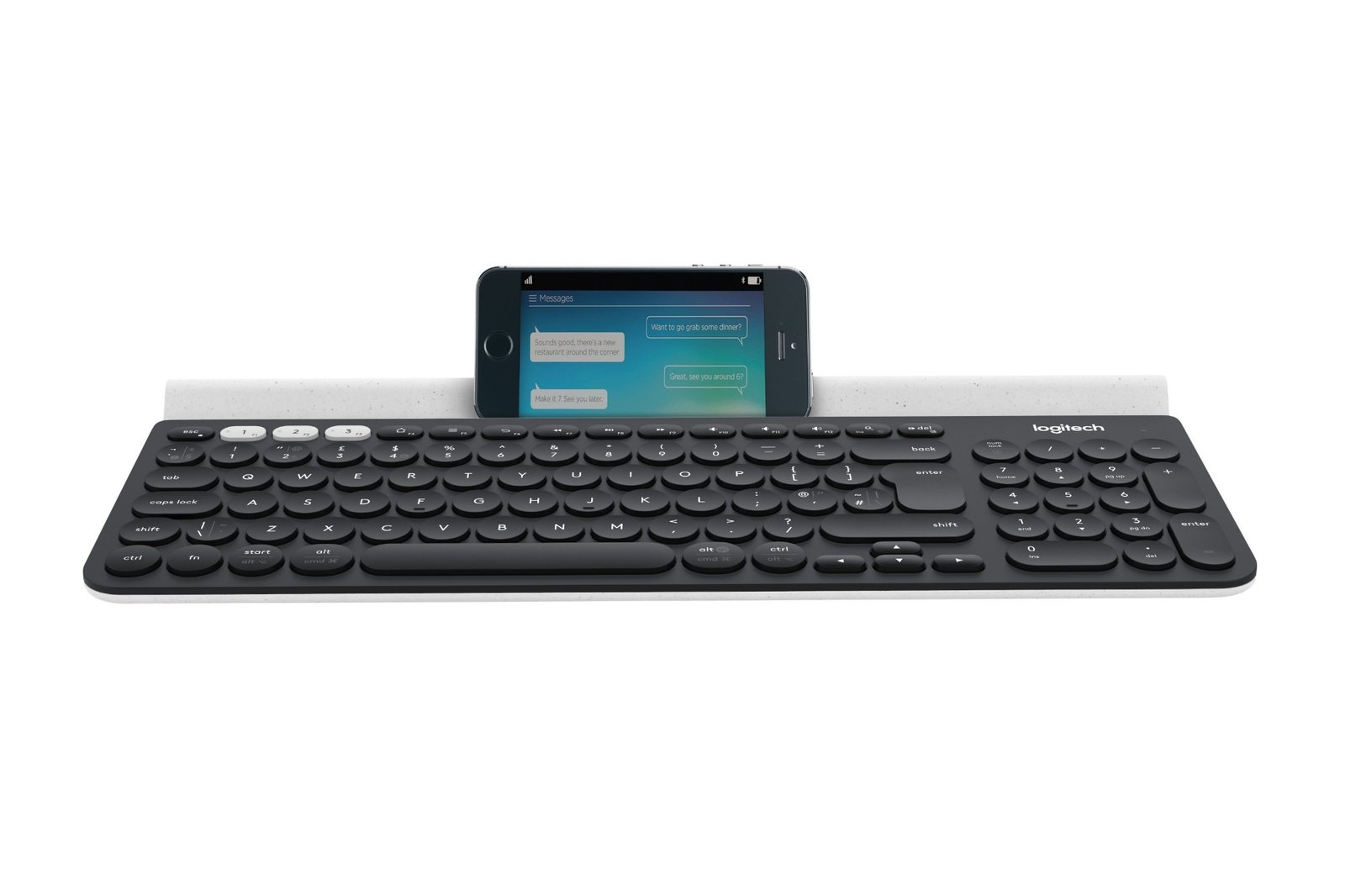 LOGITECH K780 Keyboard - Wireless Connectivity - Bluetooth - White, Dark Grey - Retail
