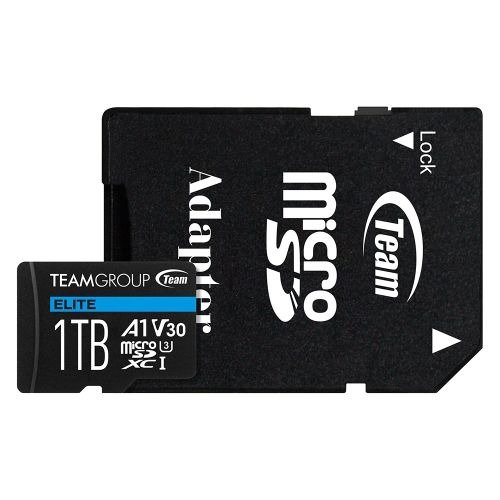 Team 1TB Elite A1 MicroSDXC Card with SD Adapter, UHS-I Class 3, U3, A1 App Performance, 100MB/s