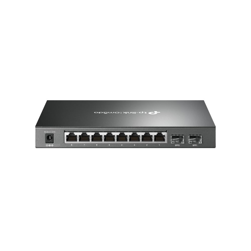TP-Link JetStream 8-Port Gigabit Smart PoE+ Switch with 2 SFP Slots, Supports 8 Gigabit PoE Ports, 58W Budget, Fanless (SG2210P)