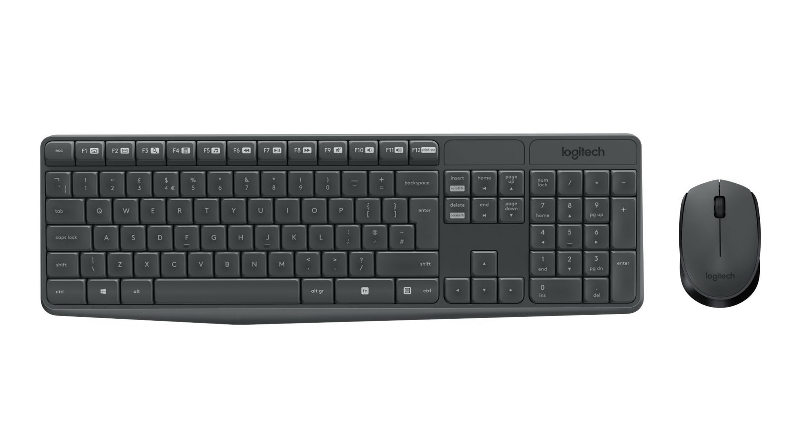 LOGITECH MK235 Keyboard & Mouse - USB Wireless RF - French - Grey - USB Wireless RF - Optical